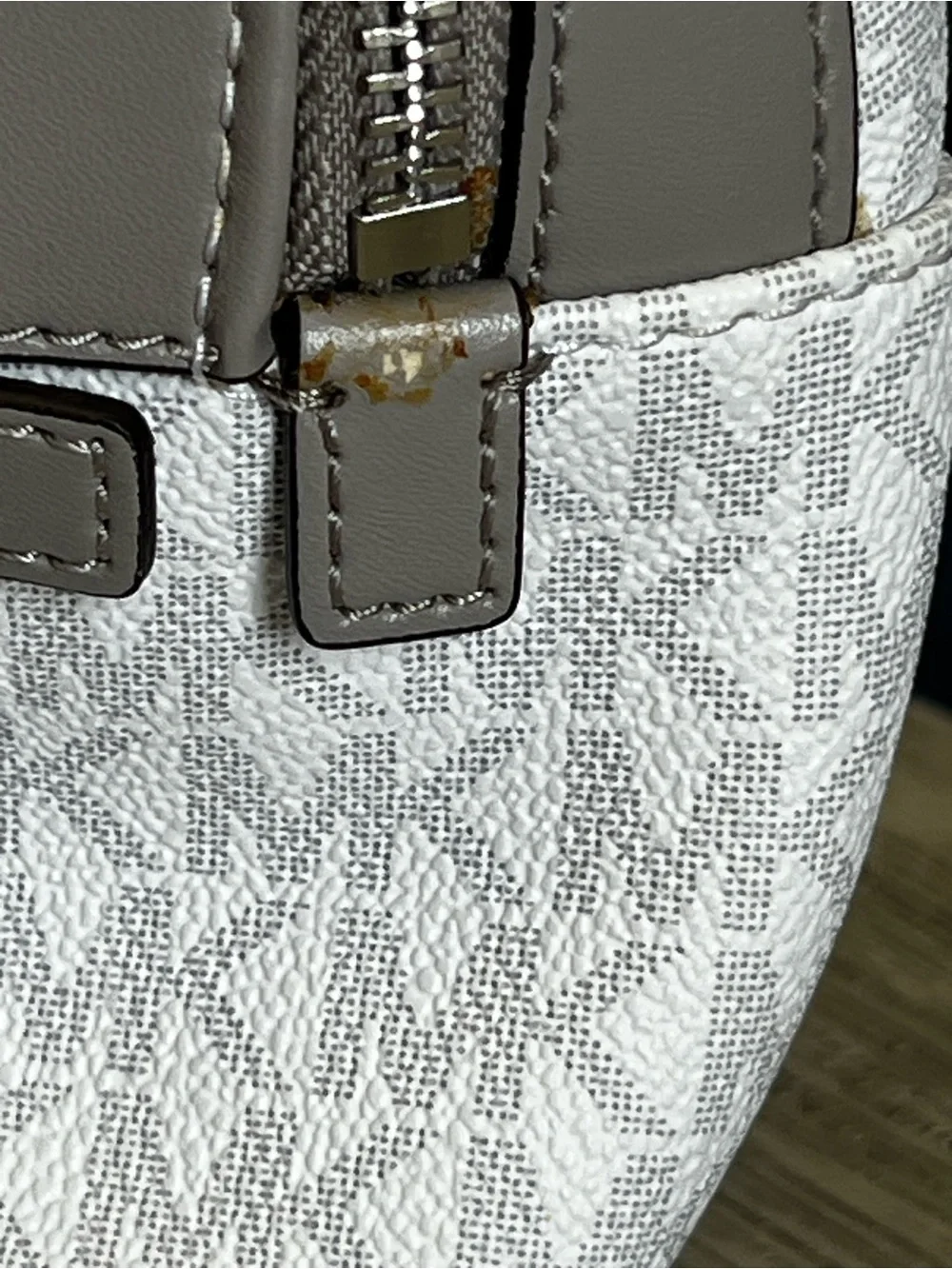 🆕 Michael Kors Kenly White and Taupe Logo Dome Backpack